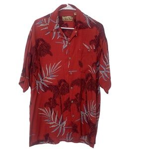 Caribbean Blues  Party Vacation Shirt Hawaiian Palm Print Large